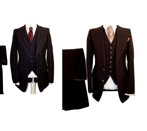 70s Retro Suit: 70s -Towncraft/Levi Pantella- Mens combined blended  polyester suit, with the dark grey jacket having flap finished, large patch  pockets, wide lapels, and two buttons, having raised heraldic crest on