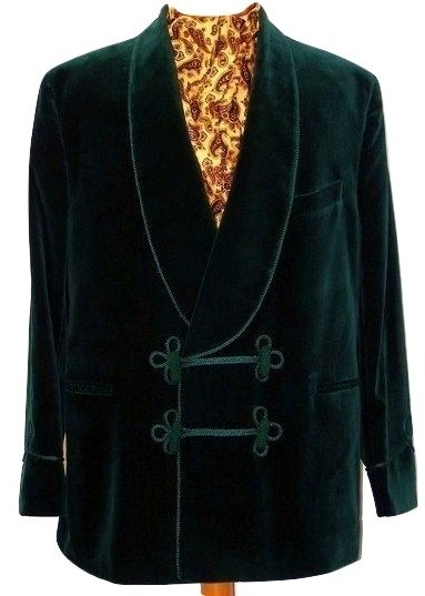 Green velvet smoking jacket